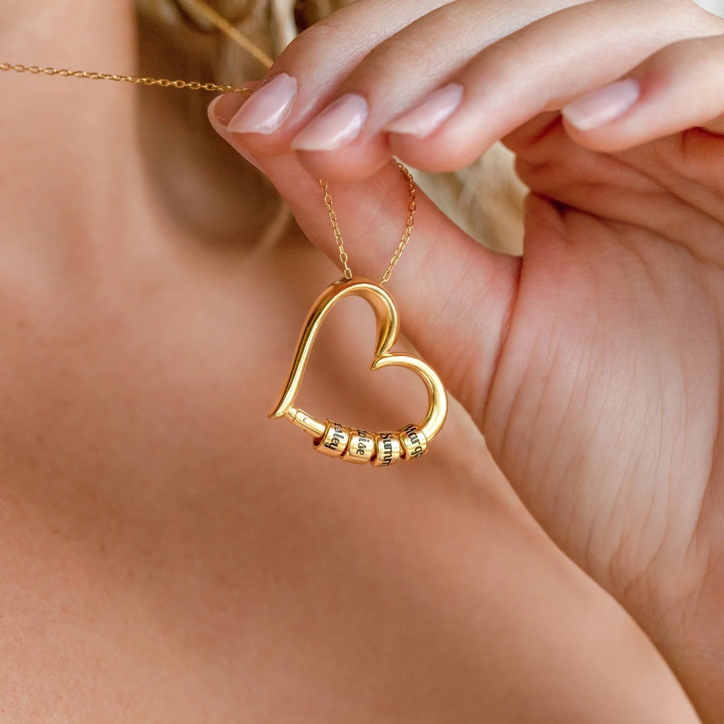 Personalized Heart Bead Necklace